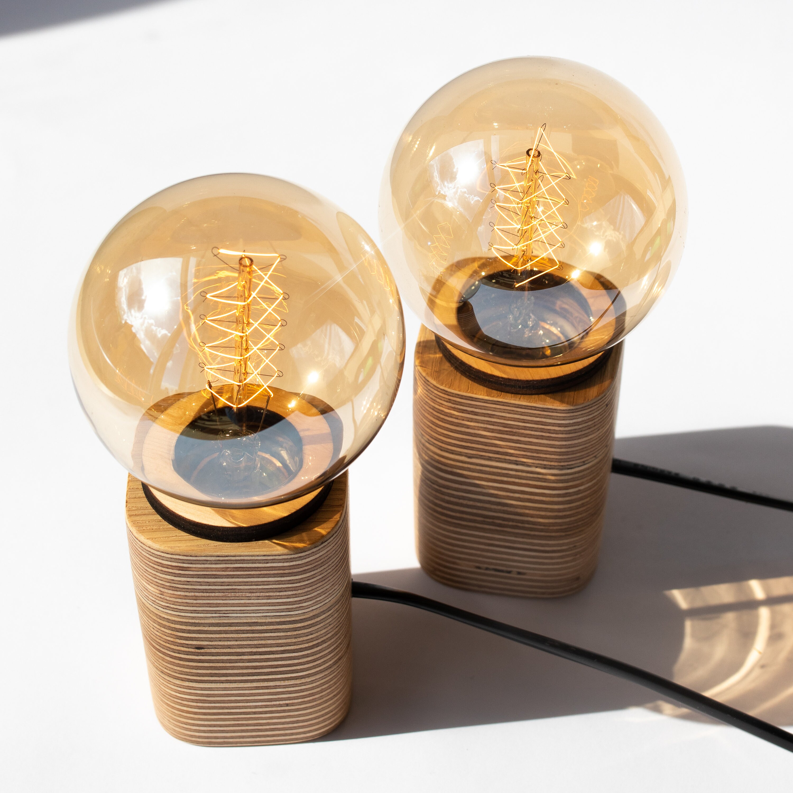 Wooden Table Edison Lamp / Night Bedside Lamp | Etsy