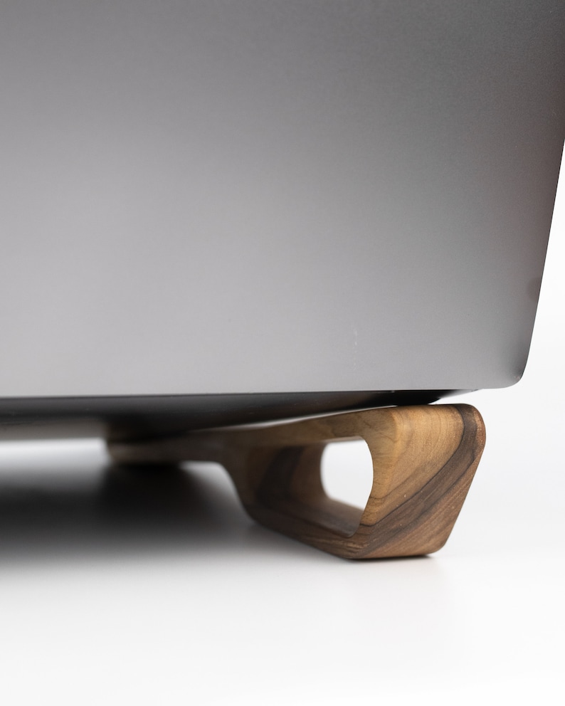 Wooden laptop stand for desk ergonomic, MacBook stand minimalist in walnut wood image 7