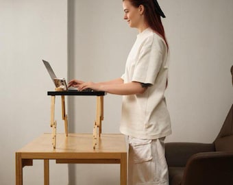 Laptop Stand: Side Table, Computer Riser, Desk Organizer, Gift For Remote Worker