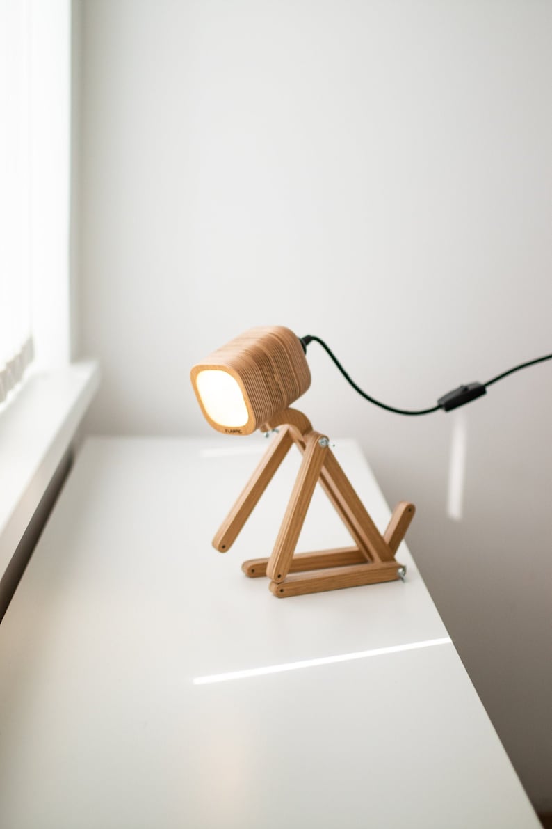 Dog lamp, Animal nursery decor, Montessori furniture, desk lamp, table lamp, bedside lamp, cute lamp, small lamp funky lamp wood lamp wooden image 1