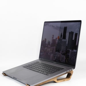 Wooden laptop stand for desk ergonomic, MacBook stand minimalist in walnut wood image 6