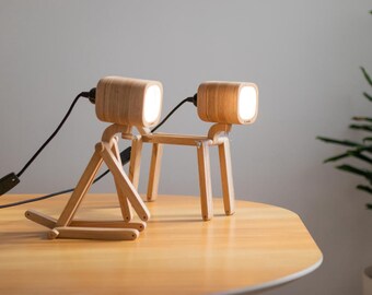 Handmade Wooden Desk Lamp, Book Lover Library Decor