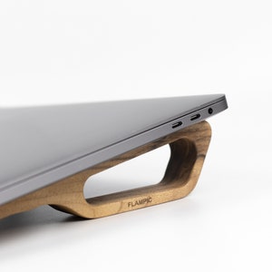 Wooden laptop stand for desk ergonomic, MacBook stand minimalist in walnut wood image 5