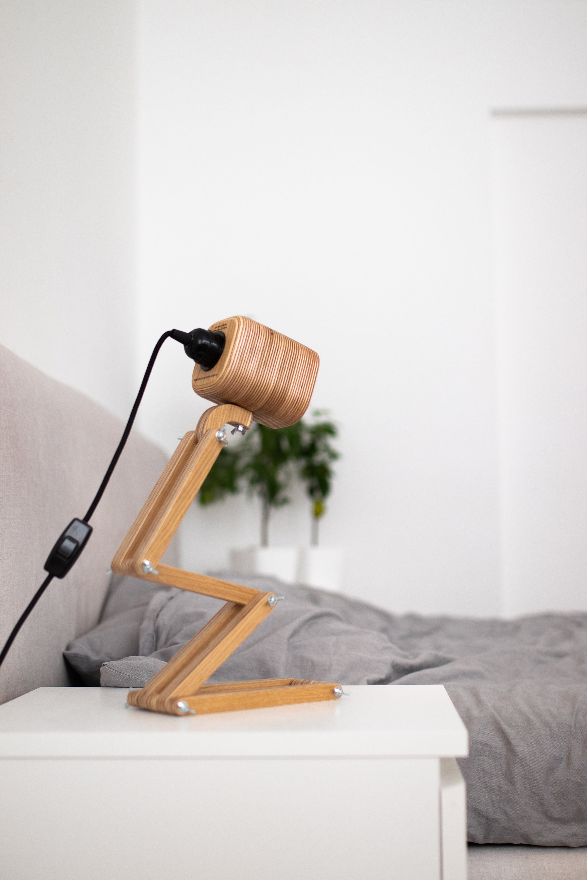 Bedside Wooden Lamp Table modern lamp Loft wood lamp Etsy