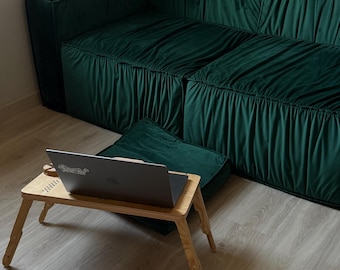 Wooden Laptop Desk for Bed & Sofa, Adjustable Laptop Stand Table, Ergonomic Lap Desk for MacBook, Foldable Bed Tray, Work From Home Gift