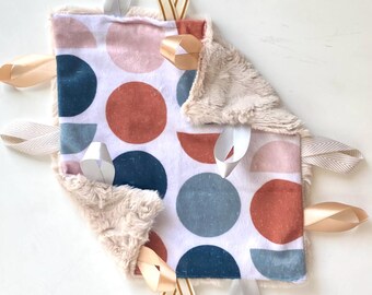 Baby Boy Lovey- Mini Minky Lovey- Neutral Minimalist Lovey- Geometric Lovey- Small Tag blanket- Minky Security Blanket- Baby Boy Blanket