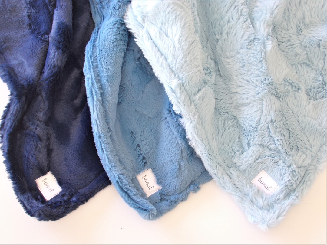 Minky Blanket, Blue Double Minky Blanket, Blue, Lovey, Handmade Baby