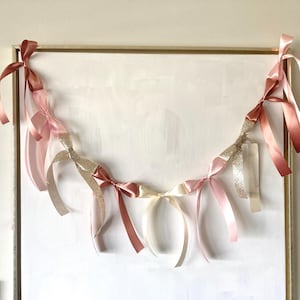 Bow Garland decoration for Holidays Pink Bow Bunting decoration for baby nursery coquette Bow Garland birthday Baby Shower party decorations