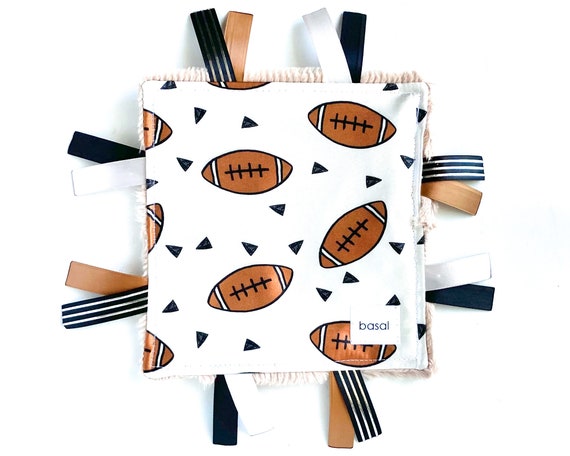 Crinkle Lovey With Tags Baby Ribbon Crinkle Toy, Baby Boy Football