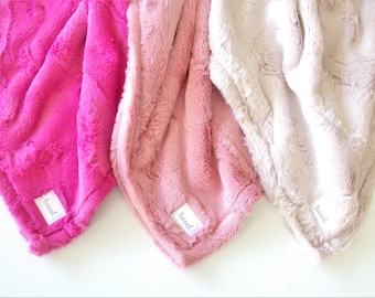 Rosa Minky Baby Lovey Decke, Satin Tag Schmusetuch