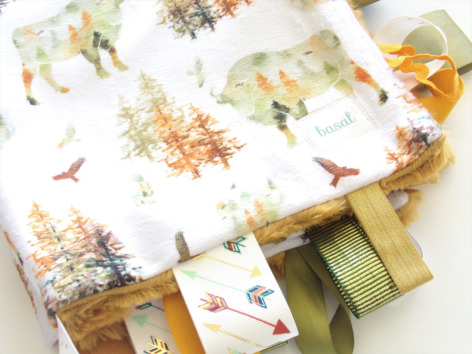 Buffalo Minky Lovey Blanket Baby Boy Minky Blanket Gold Tag Etsy