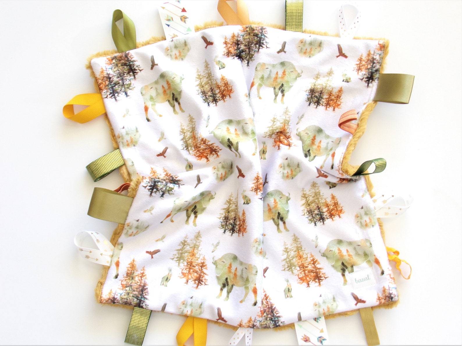 Buffalo Minky Lovey Blanket Baby Boy Minky Blanket Gold Tag Etsy