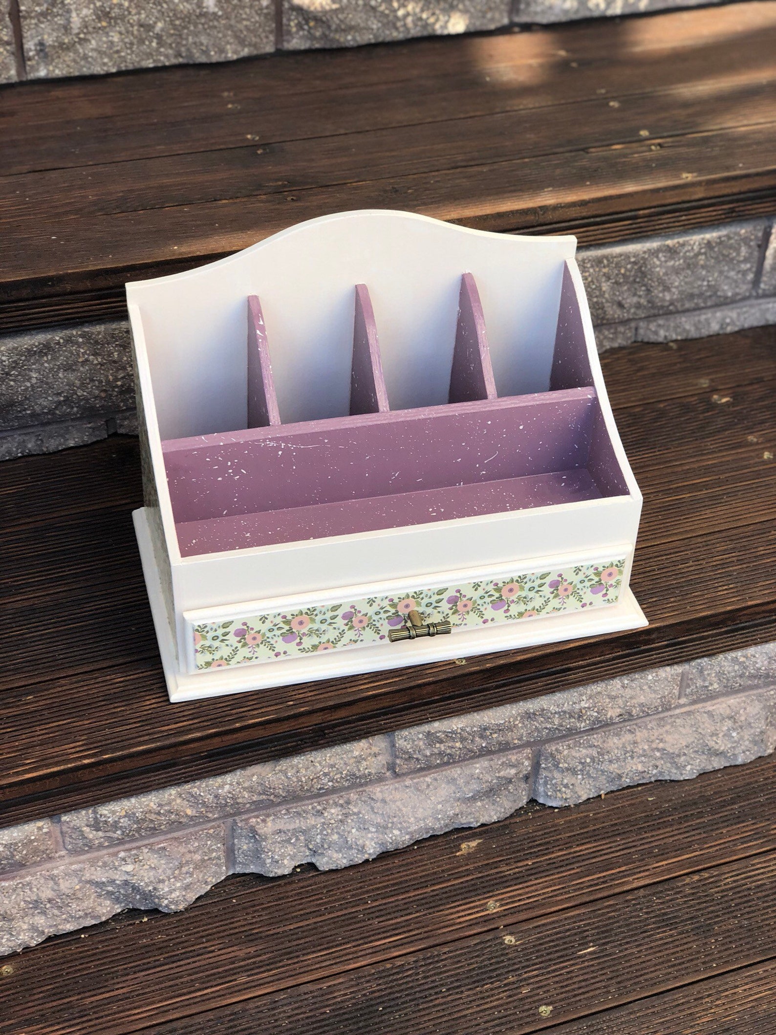 Wooden Rustic Makeup Organizer Is Color Box With Compartments Etsy