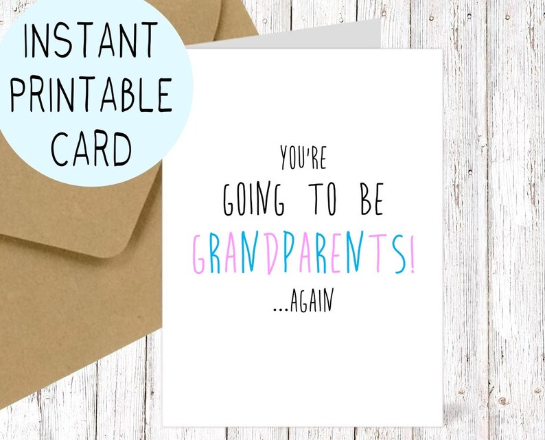 Grandparents Again Printable Pregnancy Announcement Card Etsy Grandparents Again Printable Pregnancy Announcement Card Etsy