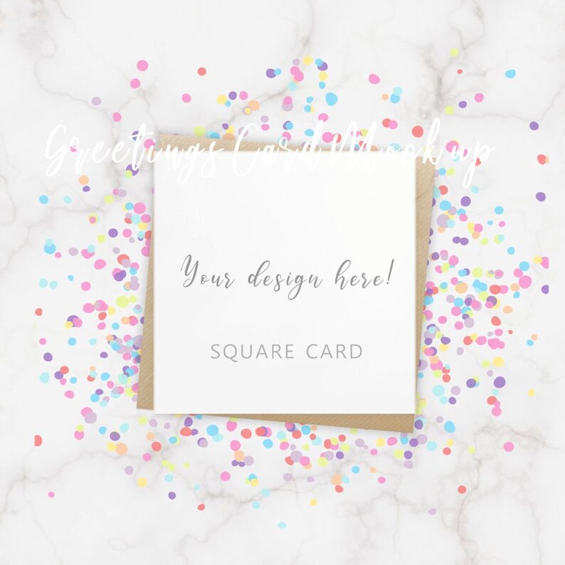 Download Confetti Mockup SQUARE Card mockup marble background greetings | Etsy