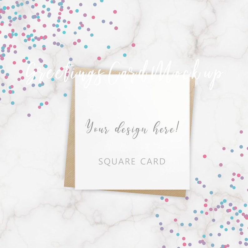 Download Confetti Mockup SQUARE Card mockup marble background ...