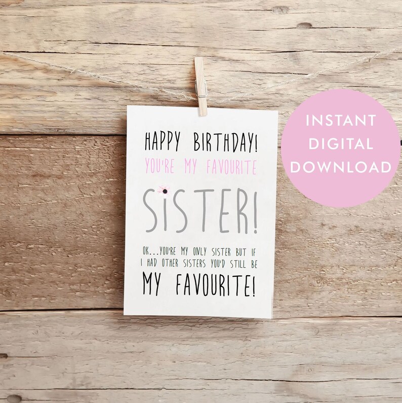 Funny Printable birthday card printable Sister birthday card | Etsy