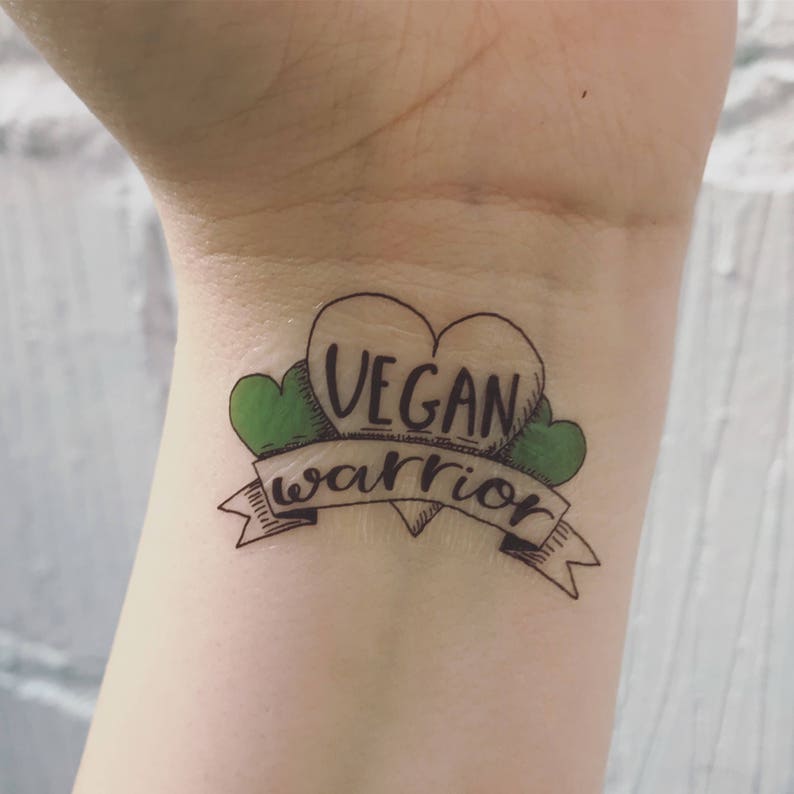 Vegan Love temporary tattoo set. Vegan temporary tattoo. Etsy