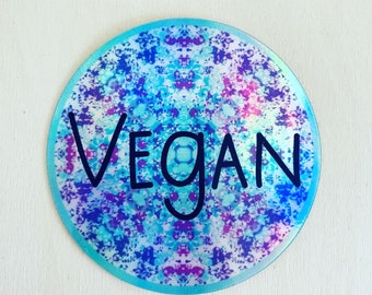 Vegan mandala - holographic stickers.  Vegan sticker. Vegan stickers. Vegan gift ideas.