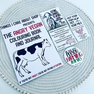 The Angry Vegan - Ausmalbuch und Tagebuch für Erwachsene + vegane Aktivismus Sticker.
