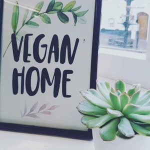 Casa Vegana - impressão artística A5. Impressão de arte vegana reciclada.