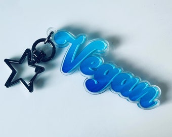 Vegan - eco-friendly recycled acrylic vegan keychains.