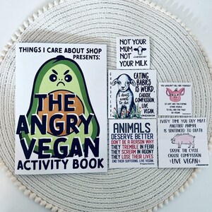 The Angry Vegan Activity Book vegan activism stickers. image 2