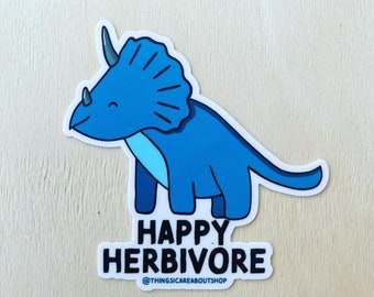Happy Herbivore - vinyl sticker. Vegan sticker.