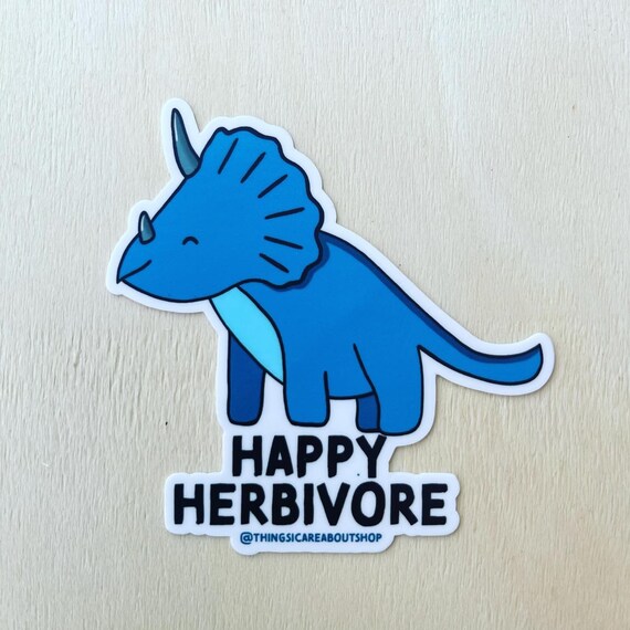 Happy Herbivore - vinyl sticker. Vegan sticker.