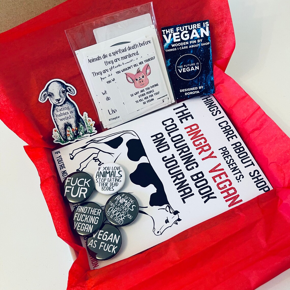 Angry Vegan Box vegan gift box. Vegan gift set. Etsy