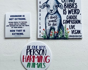 Eating babies is weird - pack of 25 vegan activism stickers.