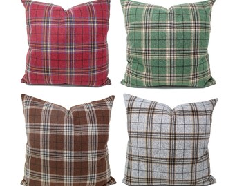 plaid couch pillows
