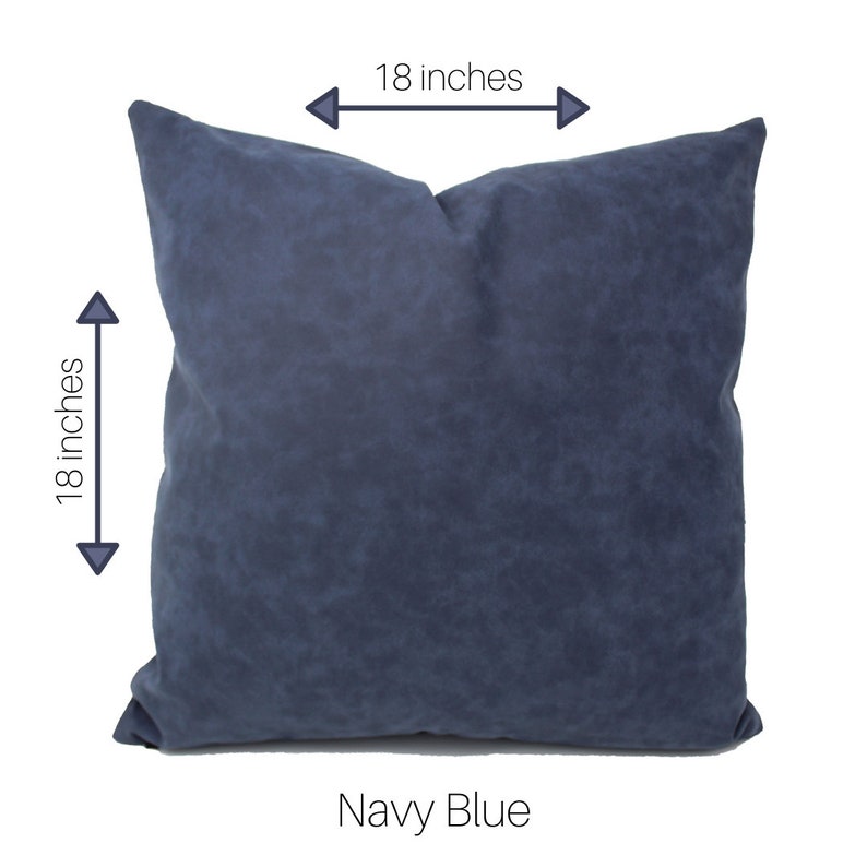 Faux Leather Throw Pillow Covers / Cognac Tan Navy Blue and - Etsy