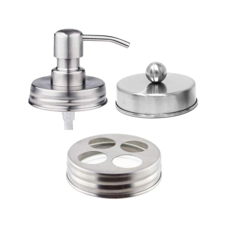Brushed Stainless Steel Bathroom Accessory Lid Set / Mason Jar Etsy