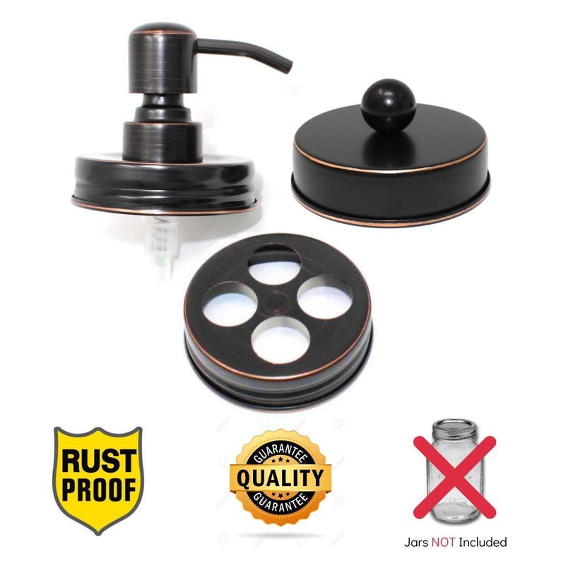 OilRubbed Bronze Bathroom Accessory Lid Set / Mason Jar Soap Etsy