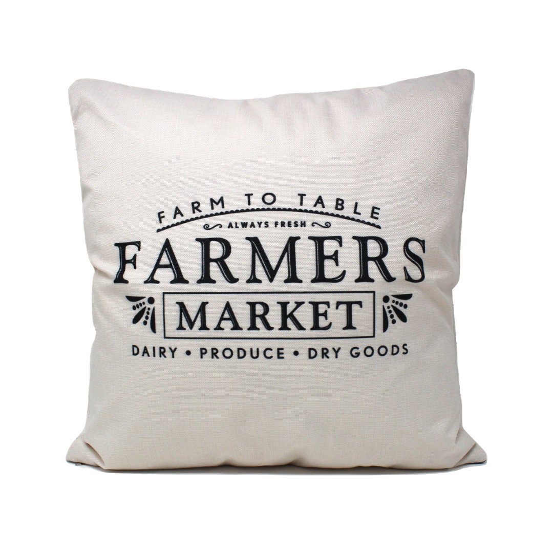 Farmhouse Pillows / Farmers Market / Cotton Canvas Pillow Etsy