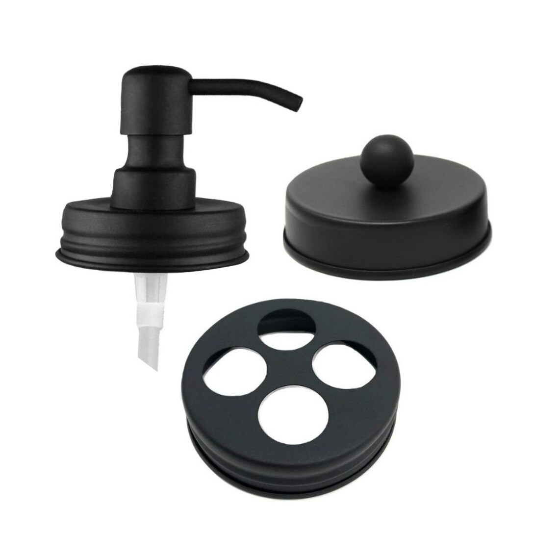 Black Stainless Steel Mason Jar Bathroom Accessory Lid Set / Etsy