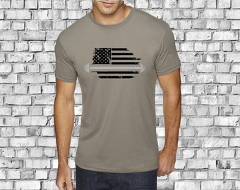 Reps & Rivals Signature American Flag and Barbell Men's Shirt - Crossfit Fitness Exercise Lifting Tops