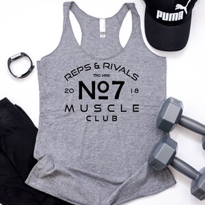 Reps and Rivals Signature No7 Muscle Club Racerback -TRIBLEND- American, Muscle, Crossfit Fitness Exercise Tank Tops