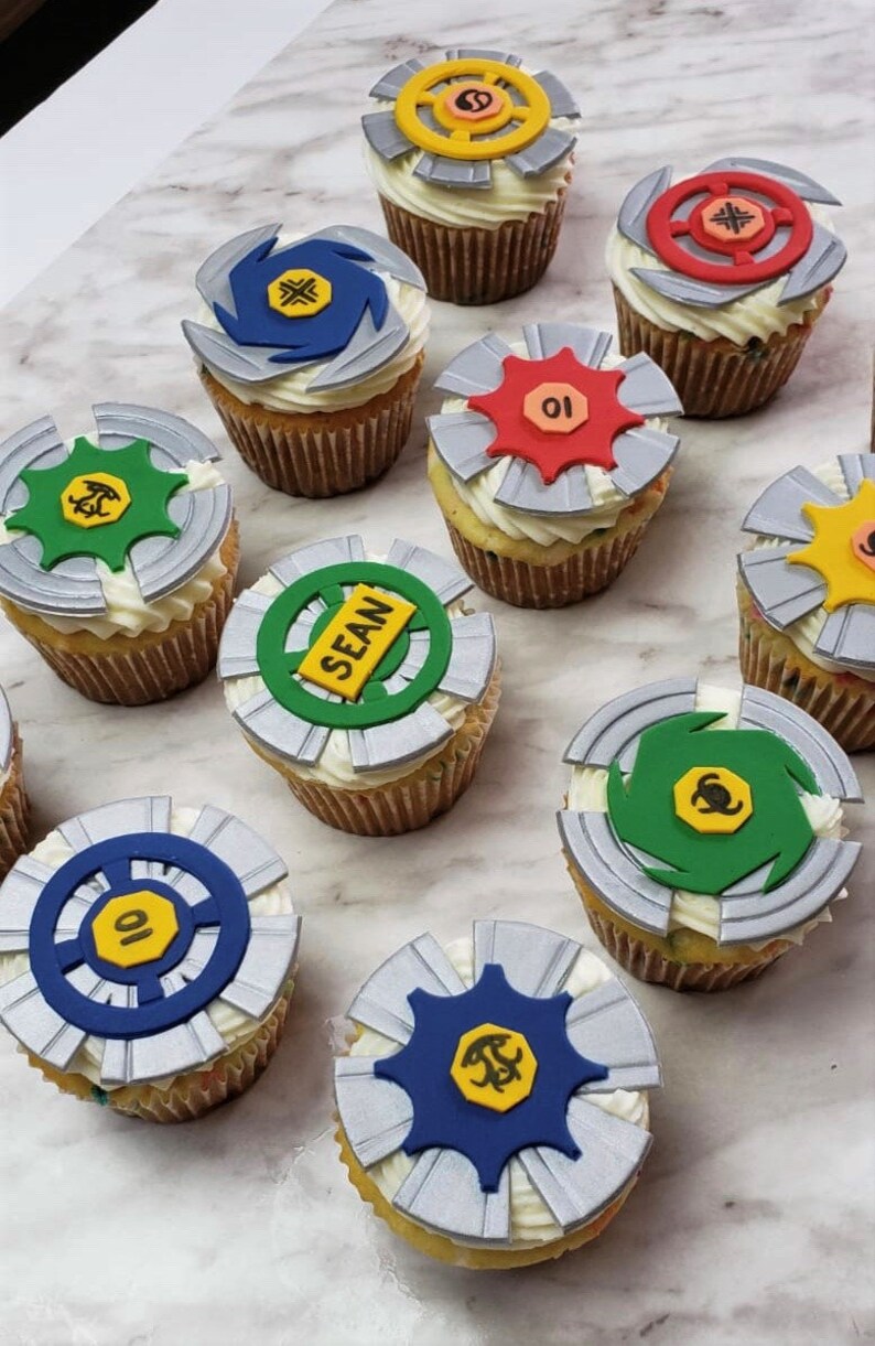 Beyblades Fondant EDIBLE Cupcake Toppers set of 12 - Etsy
