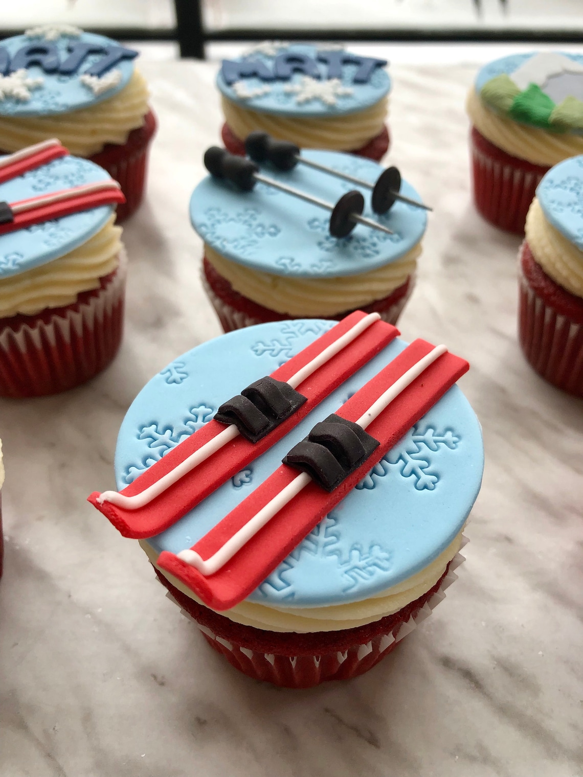 Ski Themed Cupcake Toppers Winter Sports Cupcake Toppers Etsy