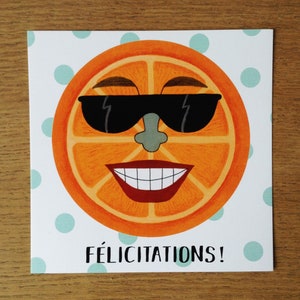 Orange greeting card, square congratulatory card with recycled paper envelope, Art Print Illustration,