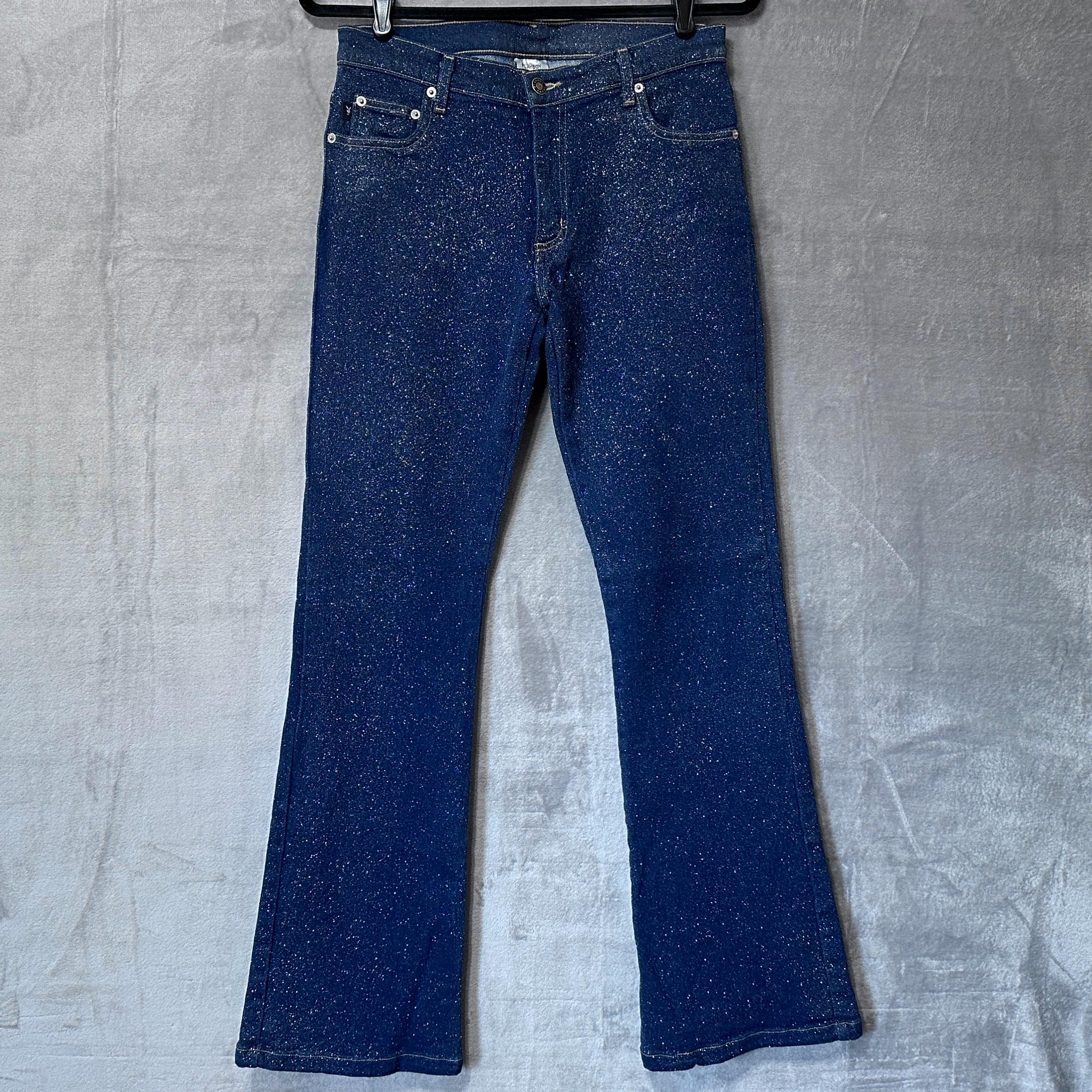 パンツ FUGA Y2K 00's Glitter Coated Flare Denim Y2K Glitter Flare Jeans (XS) – Holy Thrift