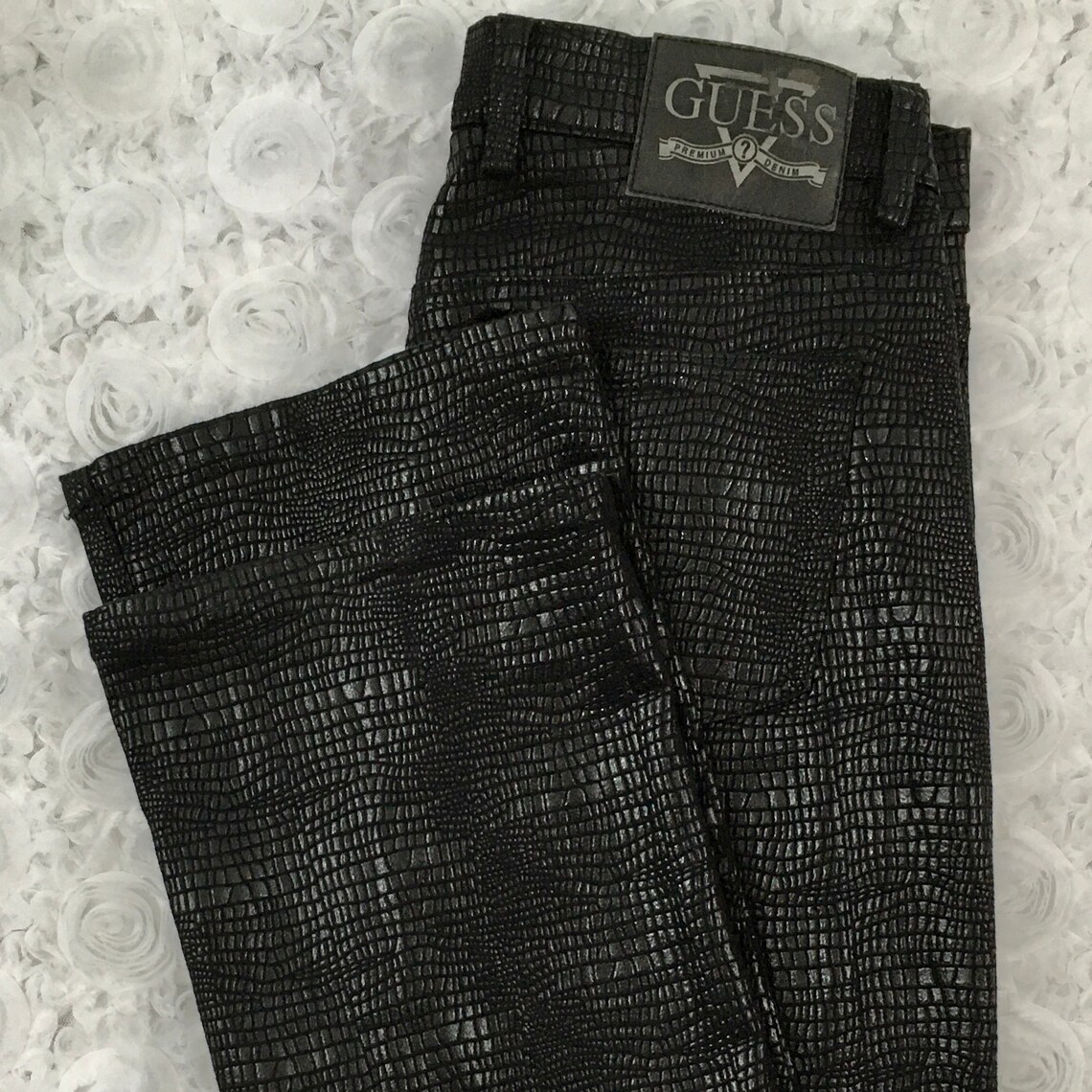 guess black and white pants