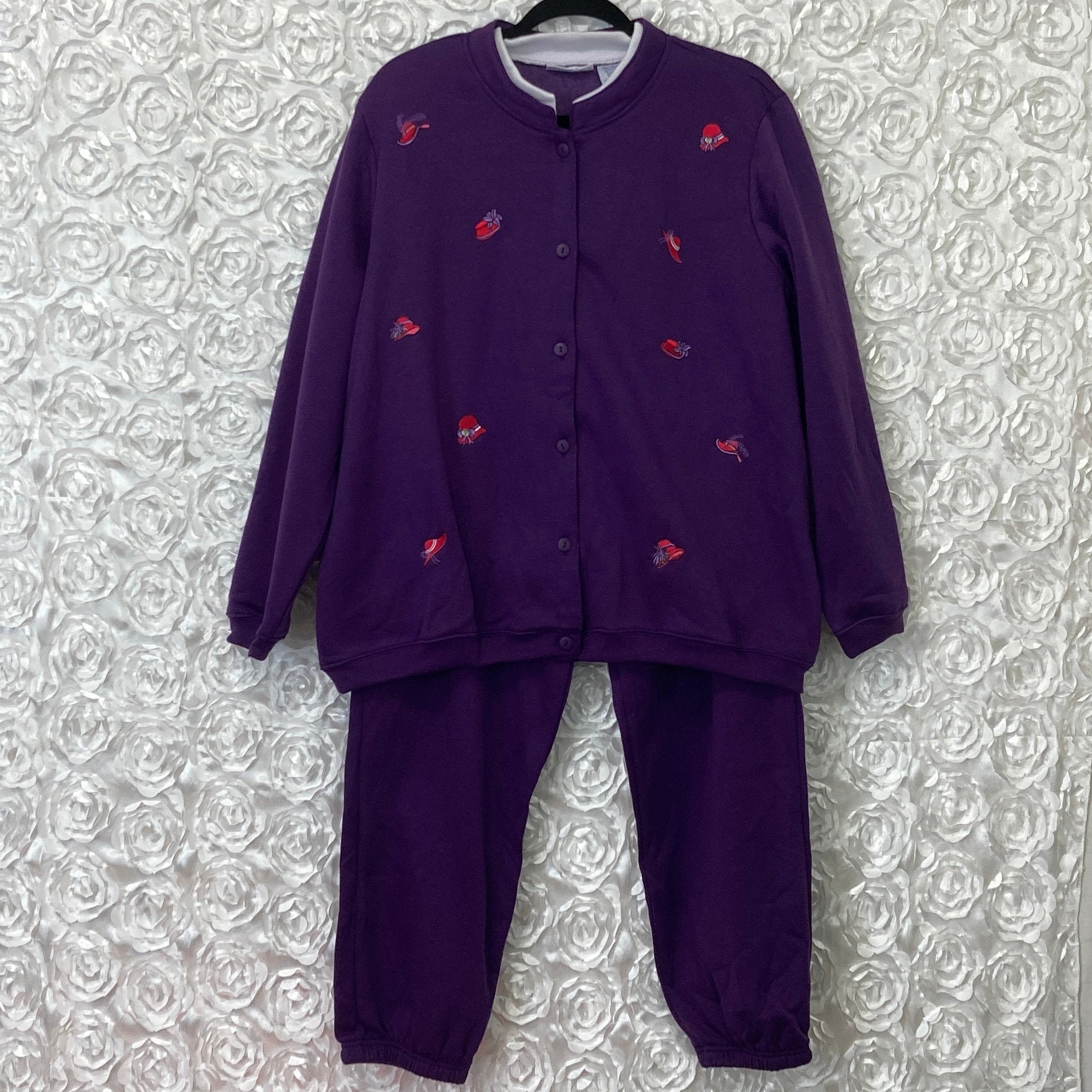 Blair 2 Piece Purple Sweat Suit with Red Hat Embroidery Size Etsy