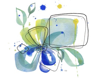 Mod Flowers 4 – Watercolor Art Print