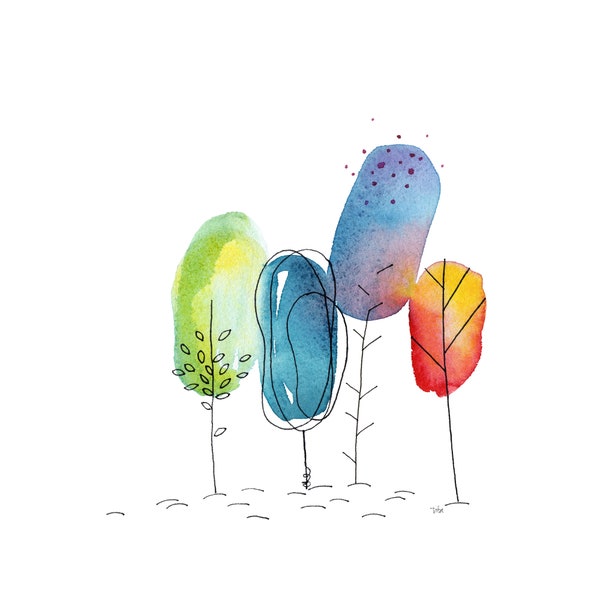 Popsicle Trees – Watercolor Art Print