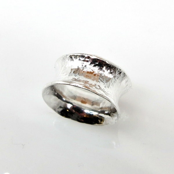 Hammered Anticlastic Hand Crafted Hand Formed 925 Sterling Silver Ring Band