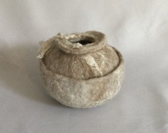 Felted Wool Vessel/ Fiber Art Vase/ Home Decor/ Unique Gift/ Wool Pottery/ Woolen Vase/ Abstract Decor/ Housewarming Gift