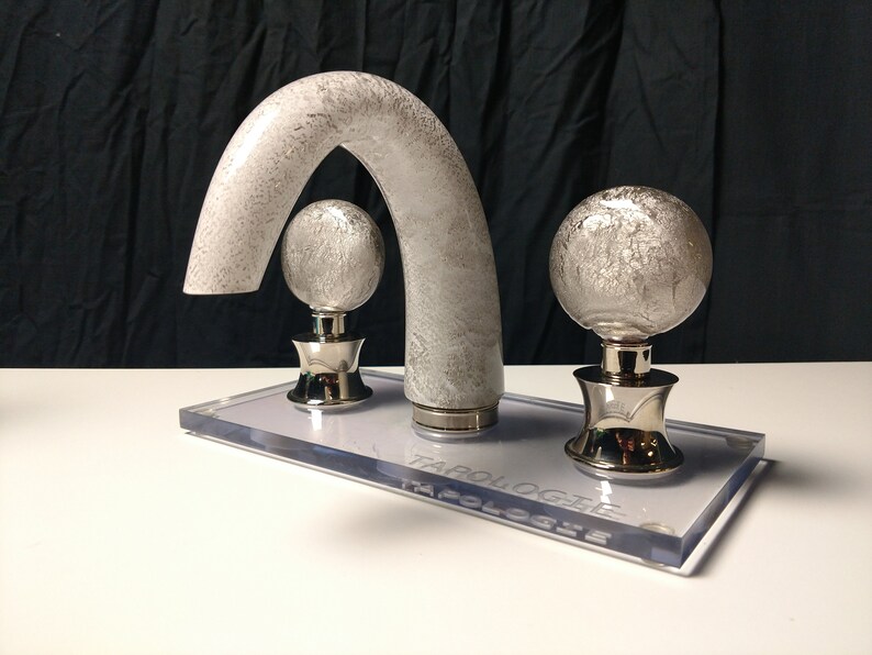 TAPOLOGIE. Glass Faucet. White Glass with Platinum Flake. Etsy